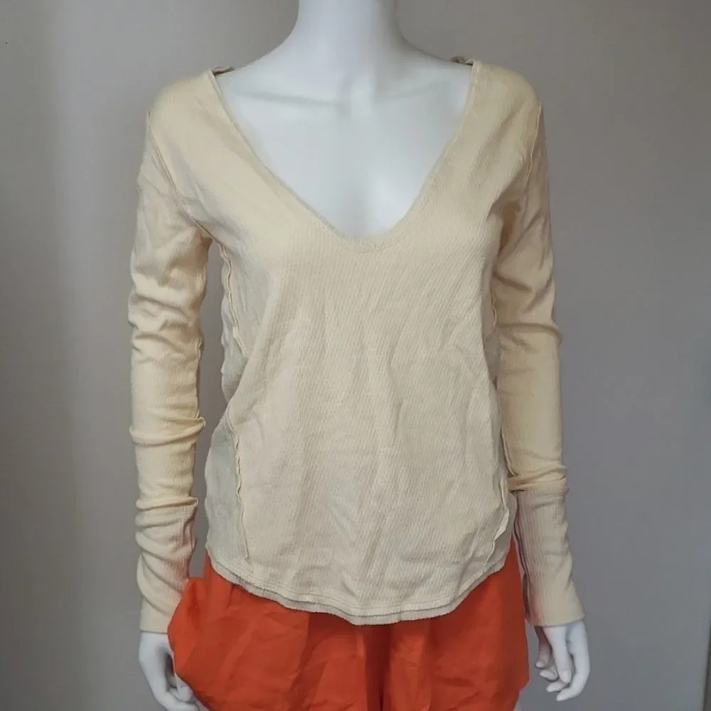 NWOT Free People Long Sleeve Thermal  Tee Sz XS